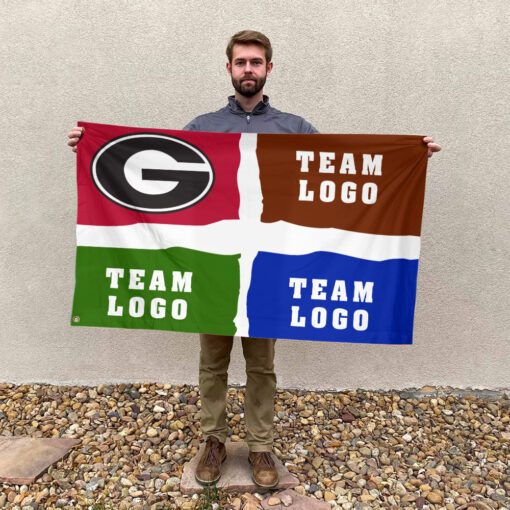 Bulldogs vs Custom Team House Divided Flag, Custom NCAA Split Team Flag Bulldogs vs Custom Team House Divided Flag, Custom NCAA Split Team Flag