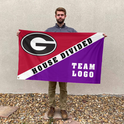 Bulldogs vs Custom Team House Divided Flag, Custom Split Flag Bulldogs vs Custom Team House Divided Flag, Custom Split Flag
