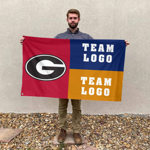 Bulldogs vs Custom Team House Divided Flag, NCAA Game Day Flag Bulldogs vs Custom Team House Divided Flag, NCAA Game Day Flag