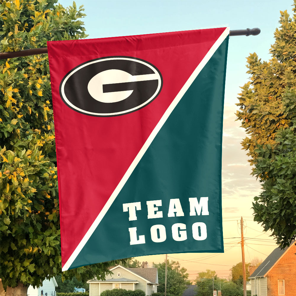 Bulldogs vs Custom Team House Divided Flag, NCAA Split Flag Bulldogs vs Custom Team House Divided Flag, NCAA Split Flag