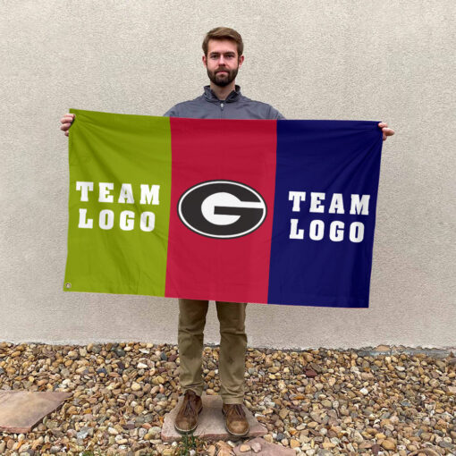 Bulldogs vs Custom Team House Divided Flag, NCAA Two Team Flag Bulldogs vs Custom Team House Divided Flag, NCAA Two Team Flag