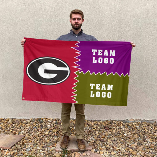 Bulldogs vs Custom Team House Divided Flag, Personalized Game Day Flag Bulldogs vs Custom Team House Divided Flag, Personalized Game Day Flag