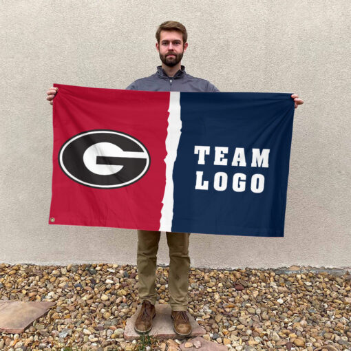 Bulldogs vs Custom Team House Divided Flag, Personalized NCAA Flag Bulldogs vs Custom Team House Divided Flag, Personalized NCAA Flag