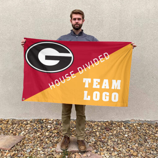 Bulldogs vs Custom Team House Divided Flag, Personalized Split Flag Bulldogs vs Custom Team House Divided Flag, Personalized Split Flag