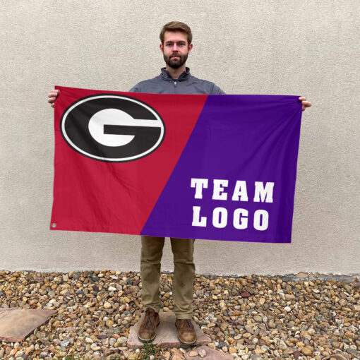 Bulldogs vs Custom Team House Divided Flag, Personalized Team Flag Bulldogs vs Custom Team House Divided Flag, Personalized Team Flag