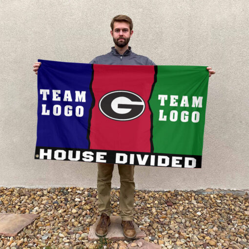 Bulldogs vs Custom Team House Divided Flag, Personalized Two Team Flag Bulldogs vs Custom Team House Divided Flag, Personalized Two Team Flag