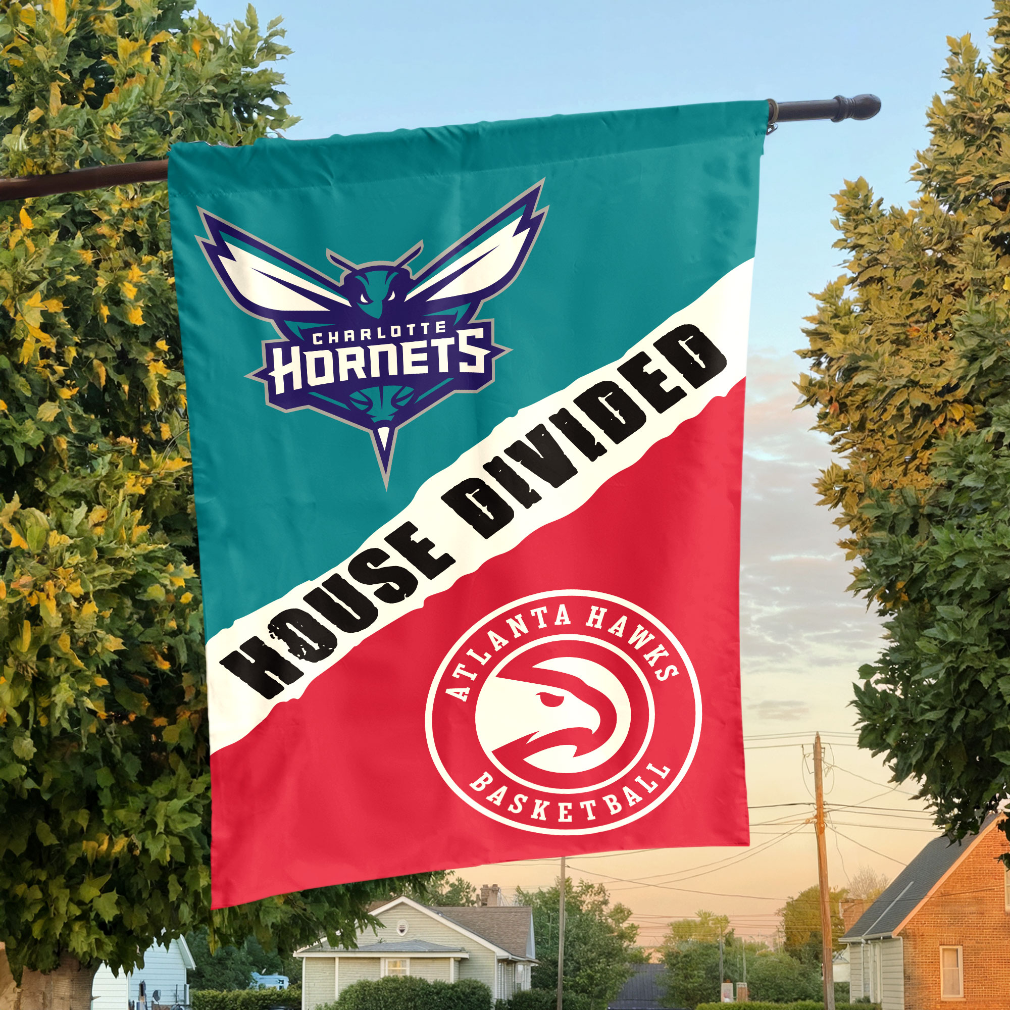 Charlotte vs Atlanta House Divided Flag, NBA House Divided Flag Charlotte vs Atlanta House Divided Flag, NBA House Divided Flag