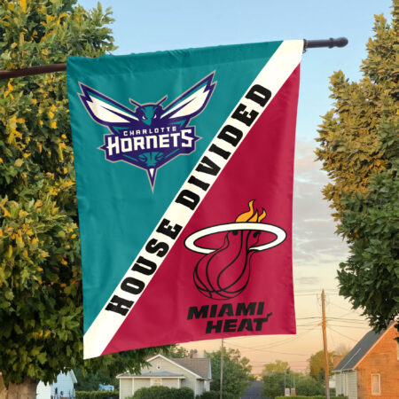 Charlotte vs Miami House Divided Flag, NBA House Divided Flag Charlotte vs Miami House Divided Flag, NBA House Divided Flag