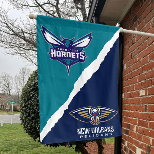 Charlotte vs New Orleans House Divided Flag, NBA House Divided Flag Charlotte vs New Orleans House Divided Flag, NBA House Divided Flag