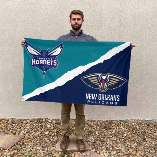 Charlotte vs New Orleans House Divided Flag, NBA House Divided Flag Charlotte vs New Orleans House Divided Flag, NBA House Divided Flag