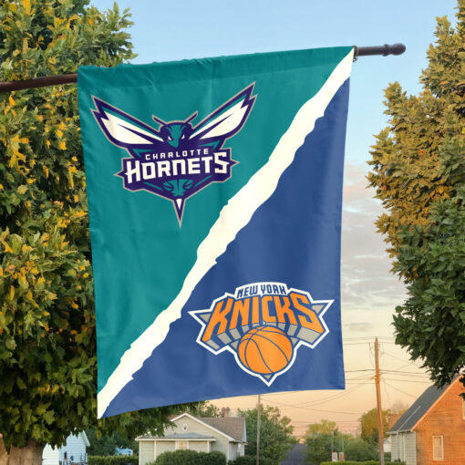 Charlotte vs New York House Divided Flag, NBA House Divided Flag Charlotte vs New York House Divided Flag, NBA House Divided Flag