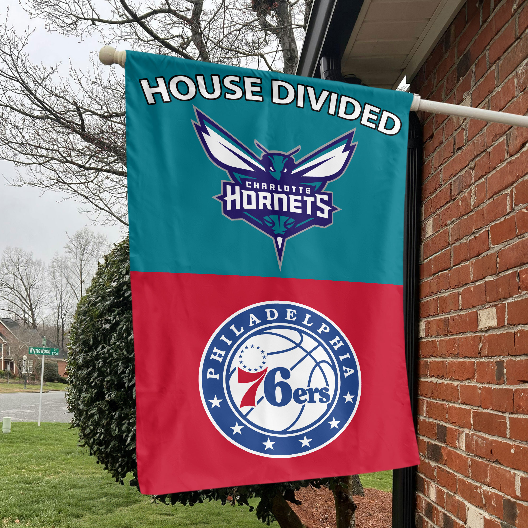 Charlotte vs Philadelphia House Divided Flag, NBA House Divided Flag Charlotte vs Philadelphia House Divided Flag, NBA House Divided Flag