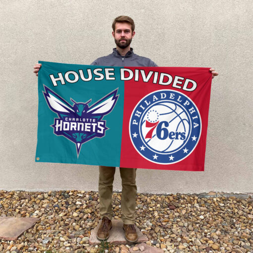 Charlotte vs Philadelphia House Divided Flag, NBA House Divided Flag Charlotte vs Philadelphia House Divided Flag, NBA House Divided Flag