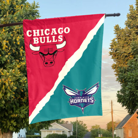 Chicago vs Charlotte House Divided Flag, NBA House Divided Flag Chicago vs Charlotte House Divided Flag, NBA House Divided Flag