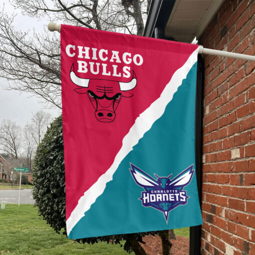 Chicago vs Charlotte House Divided Flag, NBA House Divided Flag Chicago vs Charlotte House Divided Flag, NBA House Divided Flag