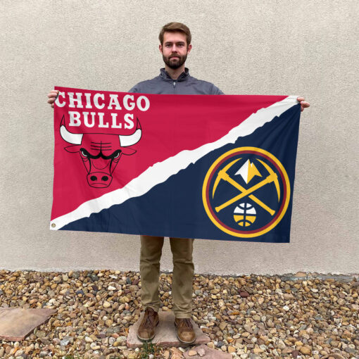 Chicago vs Denver House Divided Flag, NBA House Divided Flag Chicago vs Denver House Divided Flag, NBA House Divided Flag
