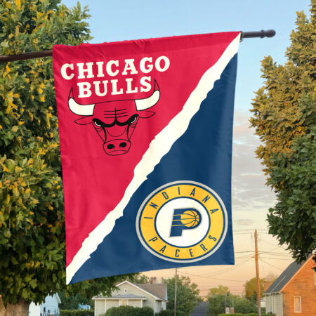 Chicago vs Indiana House Divided Flag, NBA House Divided Flag Chicago vs Indiana House Divided Flag, NBA House Divided Flag