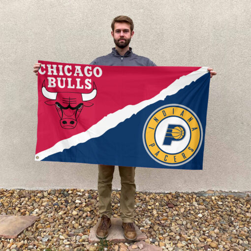 Chicago vs Indiana House Divided Flag, NBA House Divided Flag Chicago vs Indiana House Divided Flag, NBA House Divided Flag
