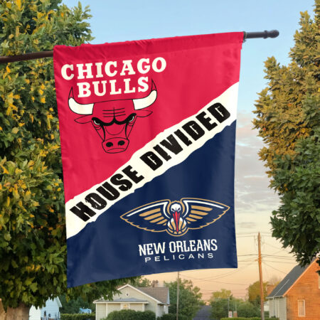 Chicago vs New Orleans House Divided Flag, NBA House Divided Flag Chicago vs New Orleans House Divided Flag, NBA House Divided Flag