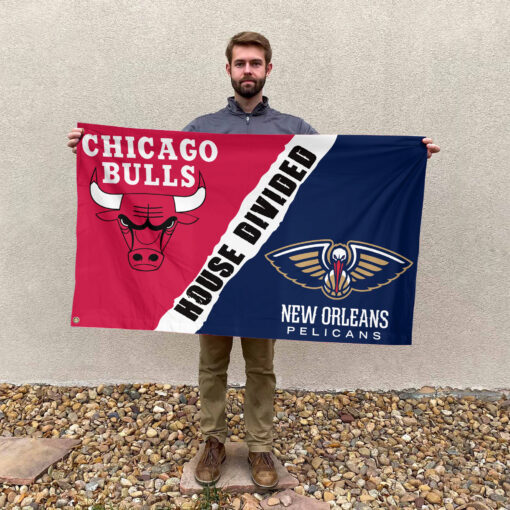 Chicago vs New Orleans House Divided Flag, NBA House Divided Flag Chicago vs New Orleans House Divided Flag, NBA House Divided Flag