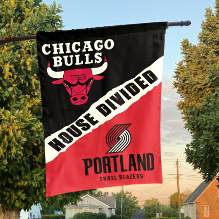 Chicago vs Portland House Divided Flag, NBA House Divided Flag Chicago vs Portland House Divided Flag, NBA House Divided Flag