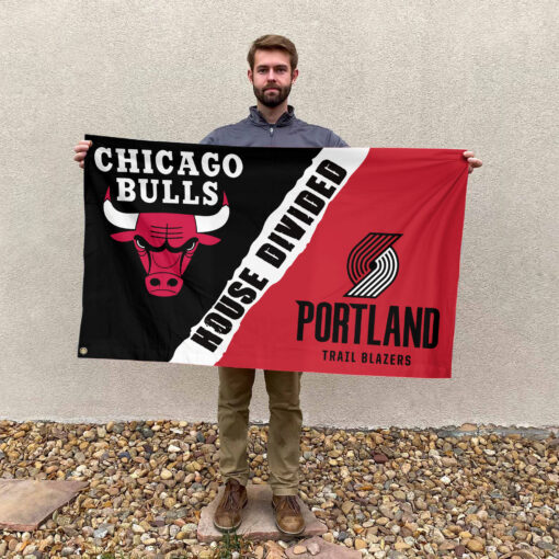Chicago vs Portland House Divided Flag, NBA House Divided Flag Chicago vs Portland House Divided Flag, NBA House Divided Flag