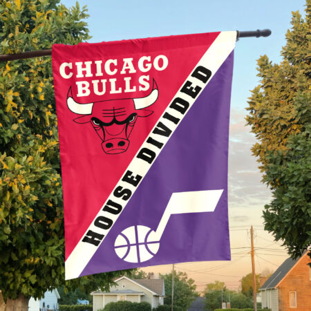Chicago vs Utah House Divided Flag, NBA House Divided Flag Chicago vs Utah House Divided Flag, NBA House Divided Flag