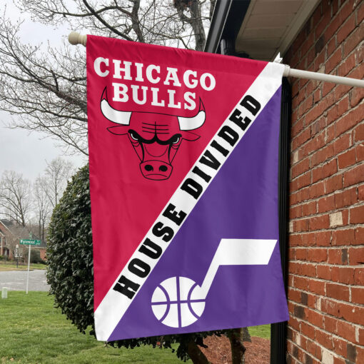 Chicago vs Utah House Divided Flag, NBA House Divided Flag Chicago vs Utah House Divided Flag, NBA House Divided Flag