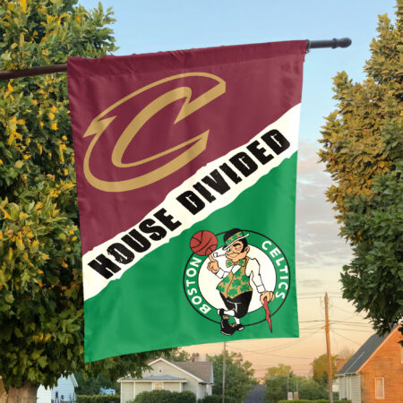 Cleveland vs Boston House Divided Flag, NBA House Divided Flag Cleveland vs Boston House Divided Flag, NBA House Divided Flag