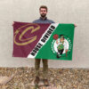 Cleveland vs Boston House Divided Flag, NBA House Divided Flag 2 Cleveland vs Boston House Divided Flag, NBA House Divided Flag