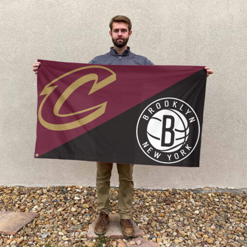 Cleveland vs Brooklyn House Divided Flag, NBA House Divided Flag Cleveland vs Brooklyn House Divided Flag, NBA House Divided Flag