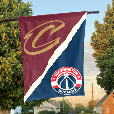 Cleveland vs Washington House Divided Flag, NBA House Divided Flag Cleveland vs Washington House Divided Flag, NBA House Divided Flag
