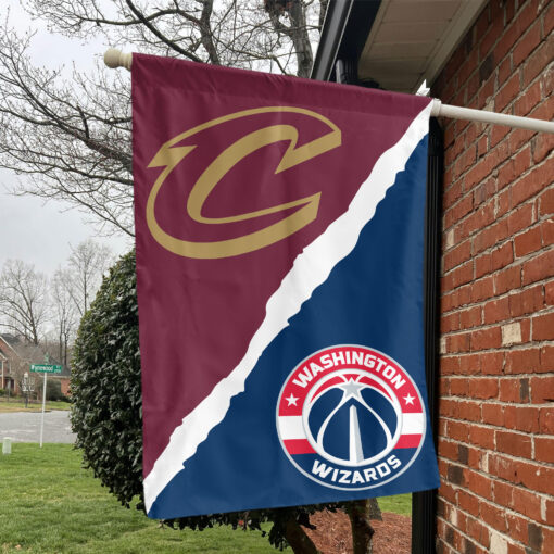 Cleveland vs Washington House Divided Flag, NBA House Divided Flag Cleveland vs Washington House Divided Flag, NBA House Divided Flag
