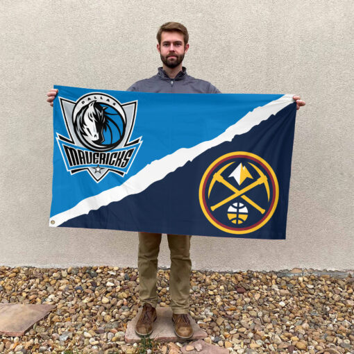 Dallas vs Denver House Divided Flag, NBA House Divided Flag Dallas vs Denver House Divided Flag, NBA House Divided Flag
