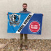 Dallas vs Detroit House Divided Flag, NBA House Divided Flag 2 Dallas vs Detroit House Divided Flag, NBA House Divided Flag