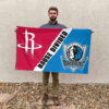 Dallas vs Houston House Divided Flag, NBA House Divided Flag 2 Dallas vs Houston House Divided Flag, NBA House Divided Flag