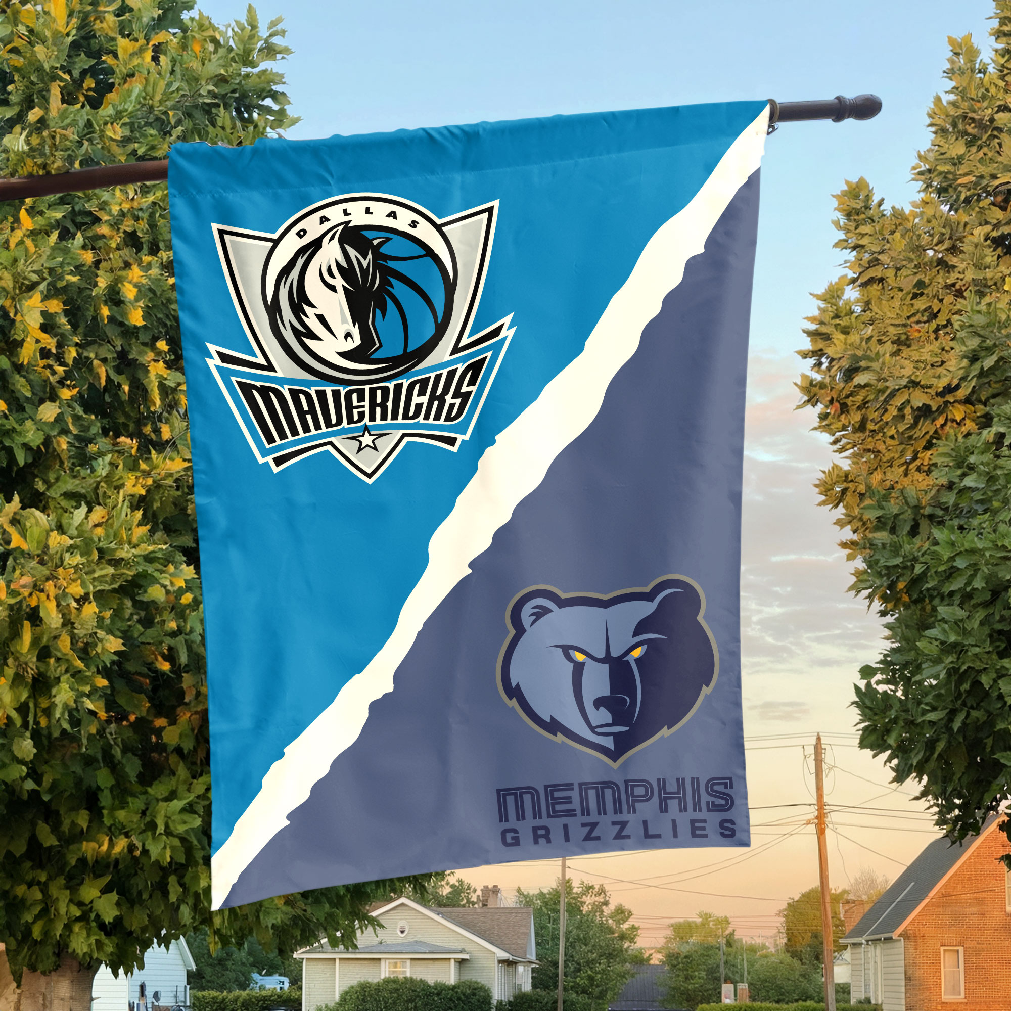 Dallas vs Memphis House Divided Flag, NBA House Divided Flag Dallas vs Memphis House Divided Flag, NBA House Divided Flag
