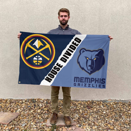 Denver vs Memphis House Divided Flag, NBA House Divided Flag Denver vs Memphis House Divided Flag, NBA House Divided Flag