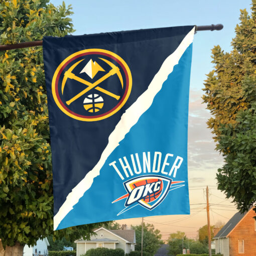 Denver vs Oklahoma City House Divided Flag, NBA House Divided Flag Denver vs Oklahoma City House Divided Flag, NBA House Divided Flag