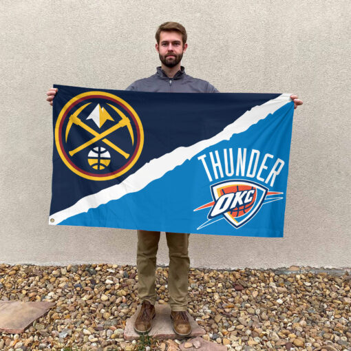 Denver vs Oklahoma City House Divided Flag, NBA House Divided Flag Denver vs Oklahoma City House Divided Flag, NBA House Divided Flag