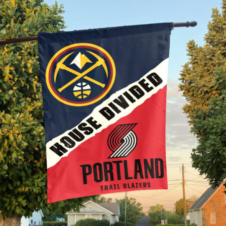 Denver vs Portland House Divided Flag, NBA House Divided Flag Denver vs Portland House Divided Flag, NBA House Divided Flag