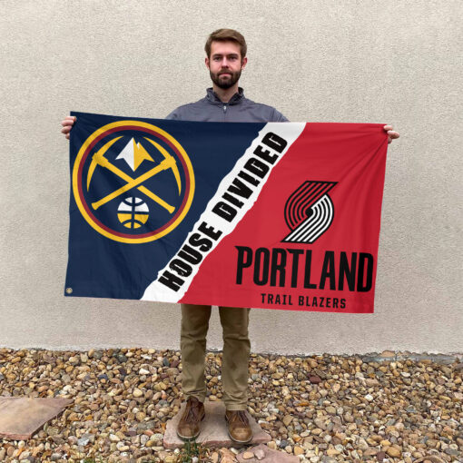 Denver vs Portland House Divided Flag, NBA House Divided Flag Denver vs Portland House Divided Flag, NBA House Divided Flag