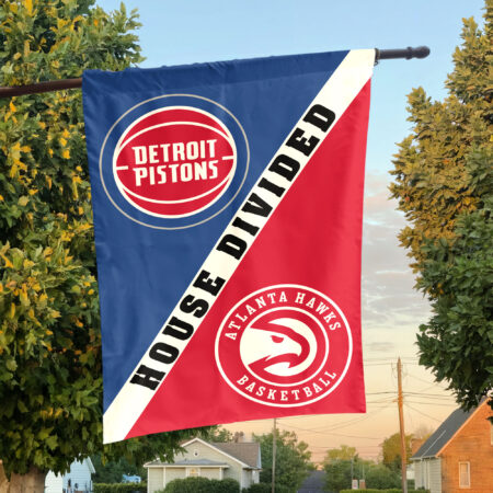 Detroit vs Atlanta House Divided Flag, NBA House Divided Flag Detroit vs Atlanta House Divided Flag, NBA House Divided Flag