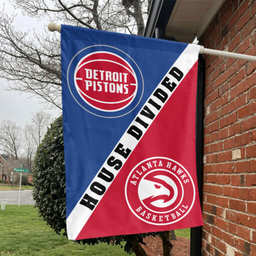 Detroit vs Atlanta House Divided Flag, NBA House Divided Flag Detroit vs Atlanta House Divided Flag, NBA House Divided Flag