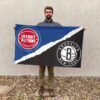 Detroit vs Brooklyn House Divided Flag, NBA House Divided Flag