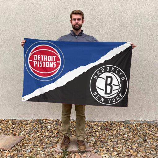 Detroit vs Brooklyn House Divided Flag, NBA House Divided Flag