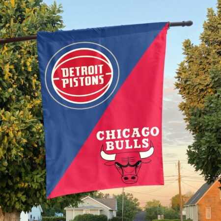 Detroit vs Chicago House Divided Flag, NBA House Divided Flag Detroit vs Chicago House Divided Flag, NBA House Divided Flag