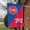 Detroit vs Chicago House Divided Flag, NBA House Divided Flag 1 Detroit vs Chicago House Divided Flag, NBA House Divided Flag