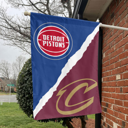 Detroit vs Cleveland House Divided Flag, NBA House Divided Flag Detroit vs Cleveland House Divided Flag, NBA House Divided Flag
