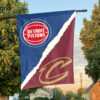 Detroit vs Cleveland House Divided Flag, NBA House Divided Flag 1 Detroit vs Cleveland House Divided Flag, NBA House Divided Flag